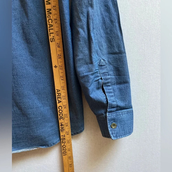 Massimo Dutti Slim Fit denim button shirt floral collar Sz XXL - Picture 9 of 9